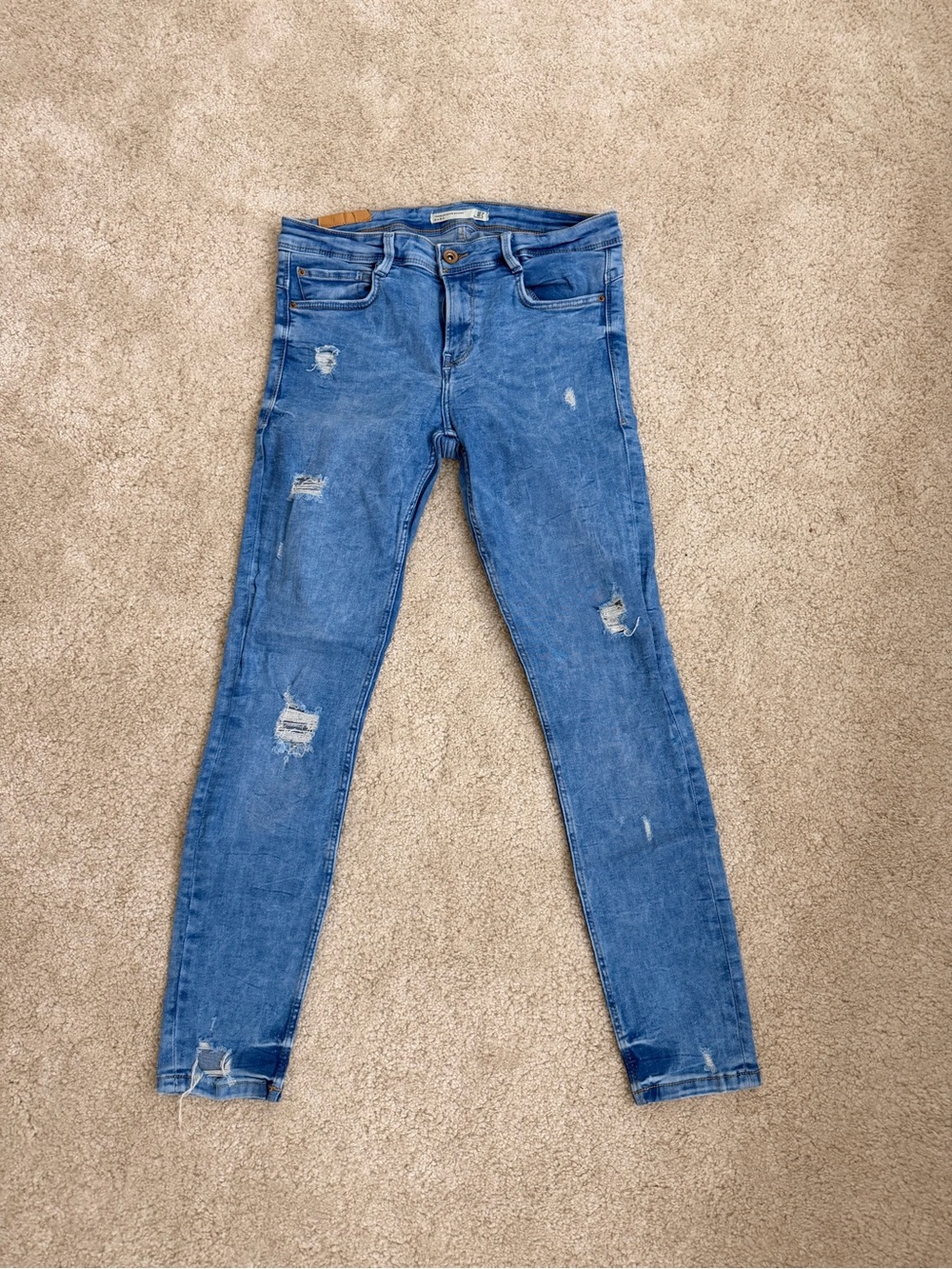 Zara Light Blue Distressed Skinny Jeans